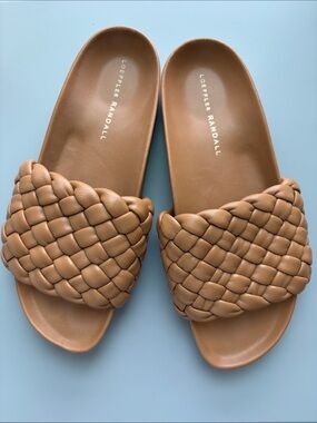 Loeffler Randall Sonnie Braided Tan Slide Sandals